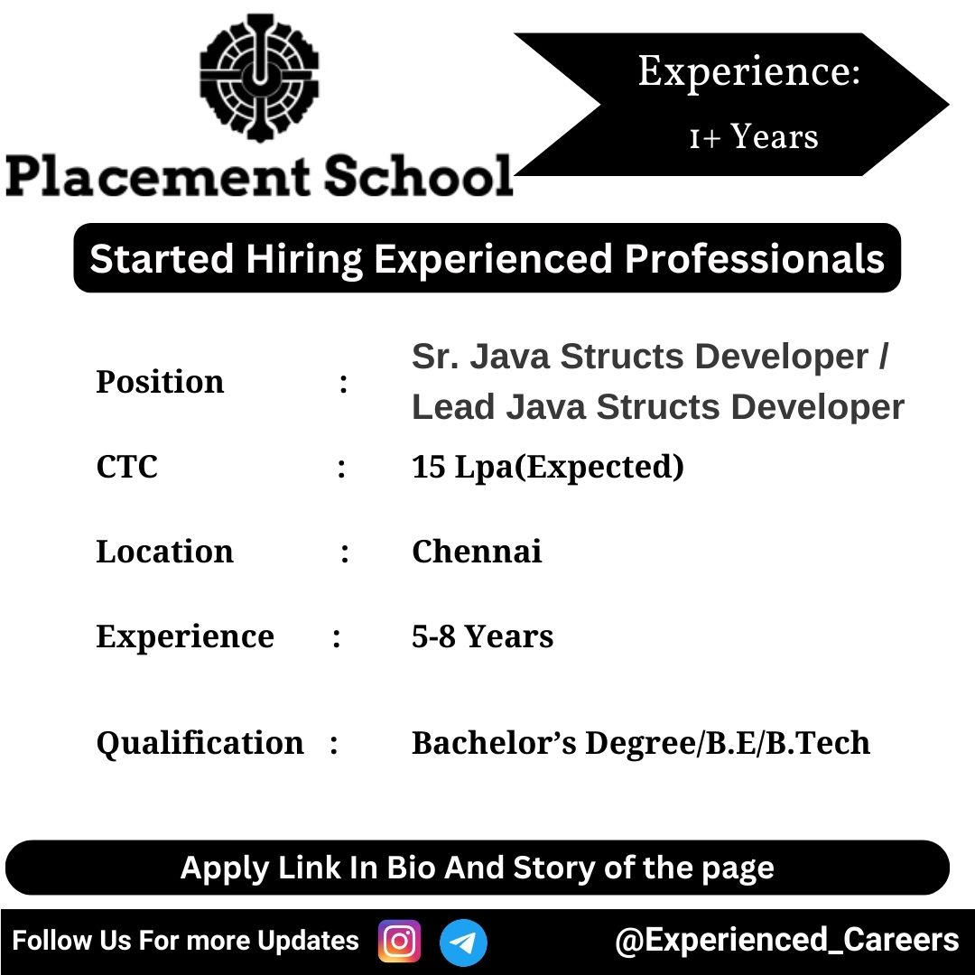 Sr. Java Structs Developer / Lead Java Structs Developer