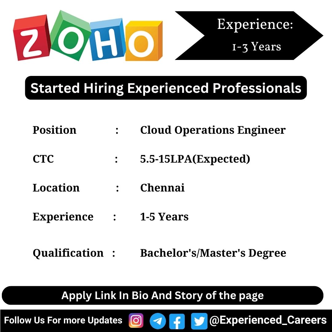 Zoho Off-Campus Drive 2024 Hiring Experienced Candidates