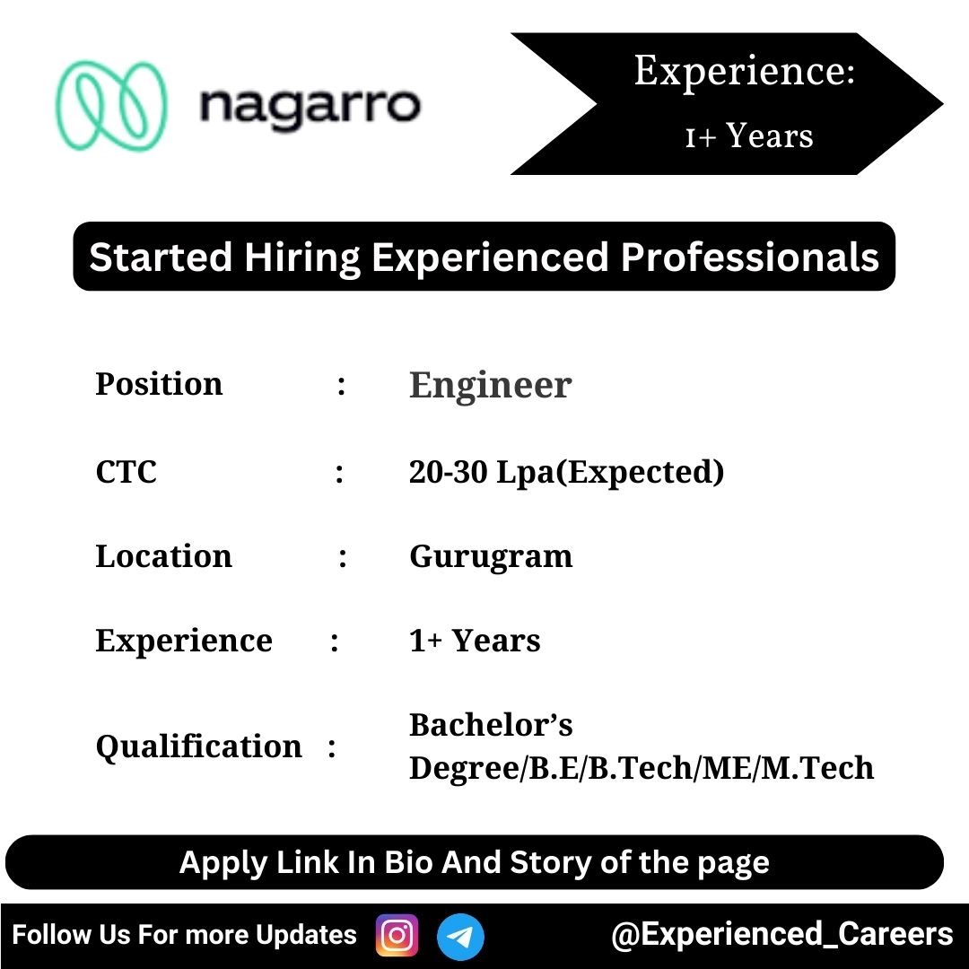 Nagarro Off-Campus Drive 2024 Hiring Experienced Candidates for Engineer