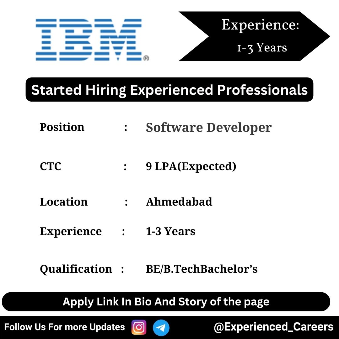 IBM Off-Campus Drive 2024 Hiring Experienced Candidates for Software Developer