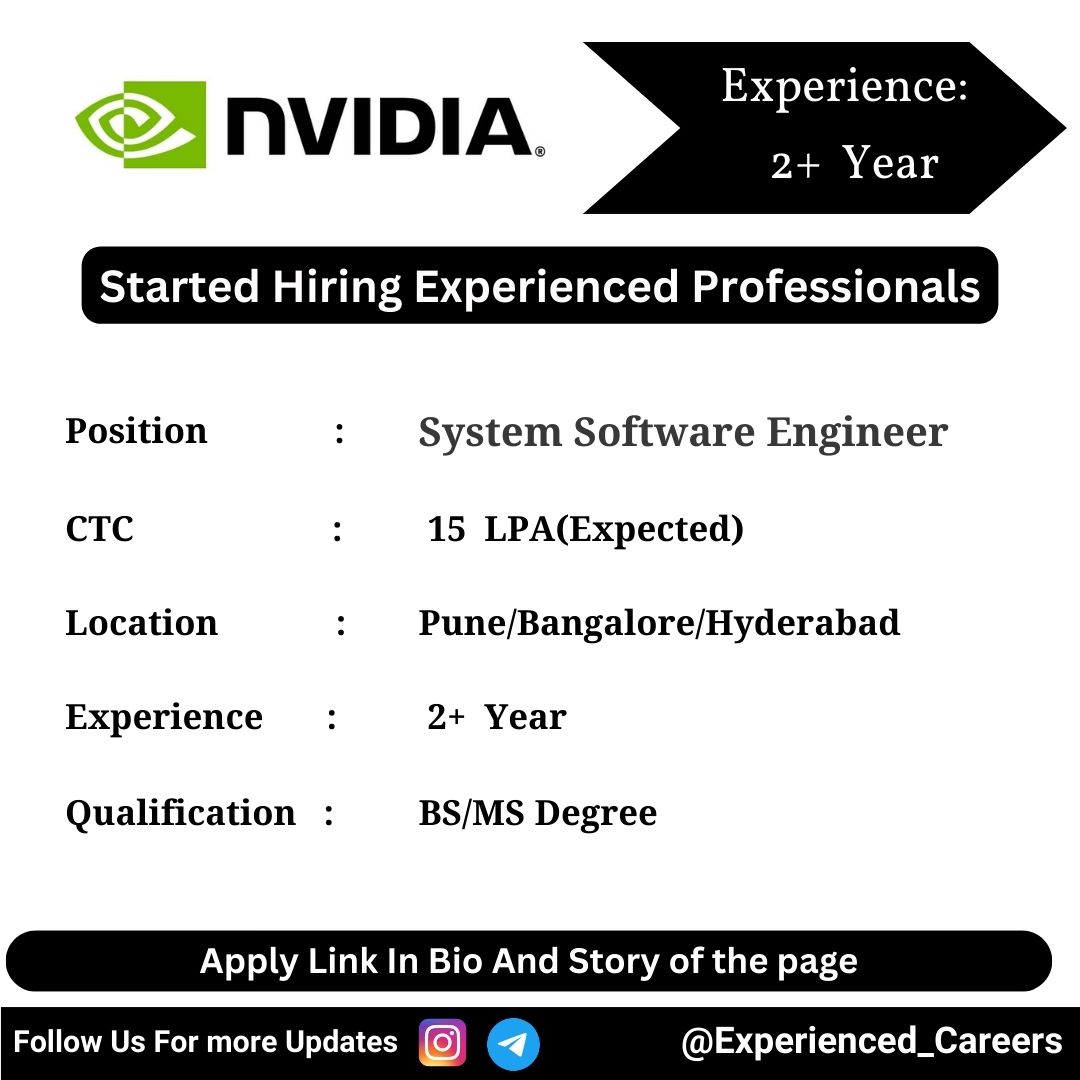 NVIDIA Off-Campus Drive 2024 Hiring Experienced Candidates for System Software Engineer